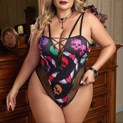 Plus Size Halloween Suspender Bodysuit - detail view 7