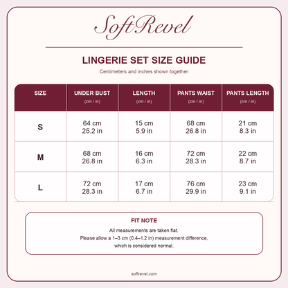 SoftRevel Size Guide — cm and in