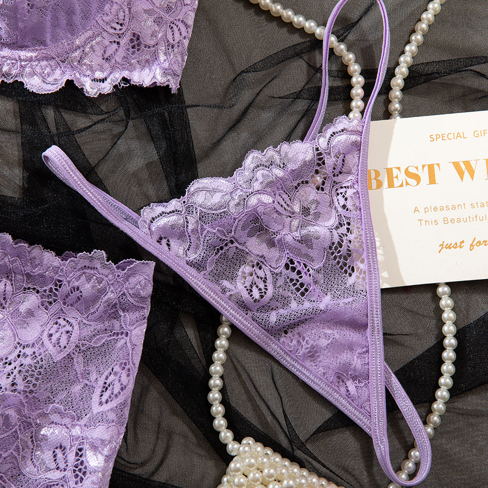 Purple Lace Bra Set Lingerie - detail view 16