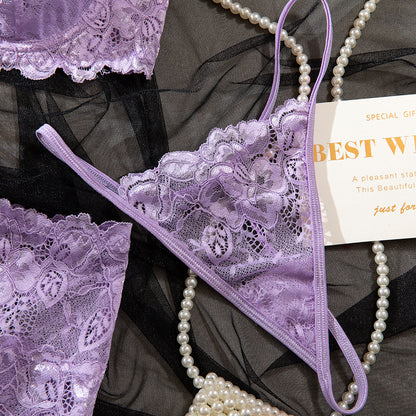 Purple Lace Bra Set Lingerie - detail view 16