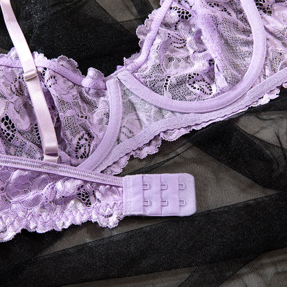 Purple Lace Bra Set Lingerie - detail view 19