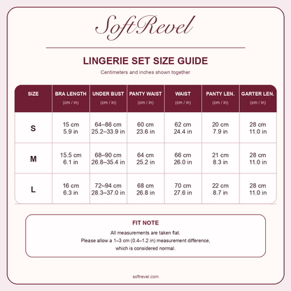 SoftRevel Size Guide — cm and in