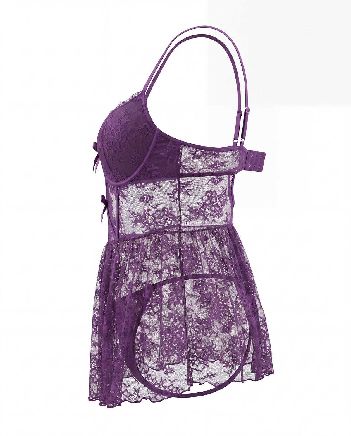 Purple Lace Mesh Plus Size Lingerie - detail view 19
