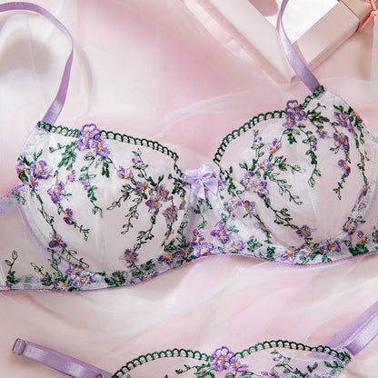 Purple Mesh Sheer Lingerie Set - detail view 26