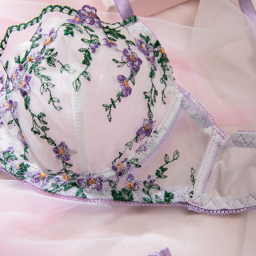 Purple Mesh Sheer Lingerie Set - detail view 27