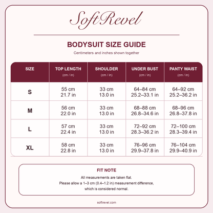 SoftRevel Size Guide — cm and in