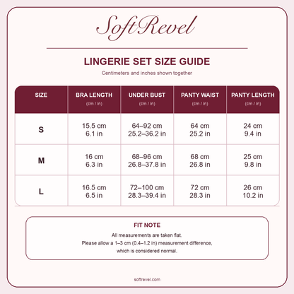 SoftRevel Size Guide — cm and in