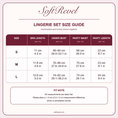 SoftRevel Size Guide — cm and in
