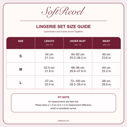 SoftRevel Size Guide — cm and in