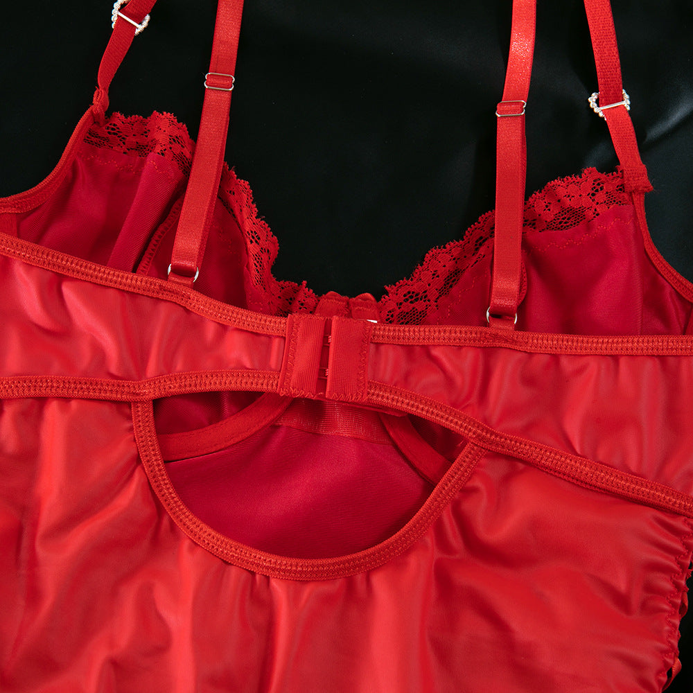 Red Lace Push-Up Lingerie Set - detail view 17