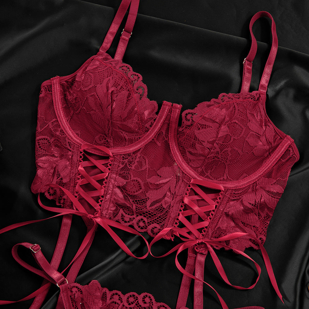 Red Lace Push-Up Lingerie Set - detail view 29