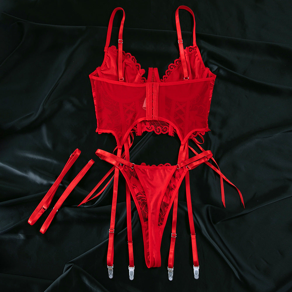Red Lace Push-Up Lingerie Set - detail view 38