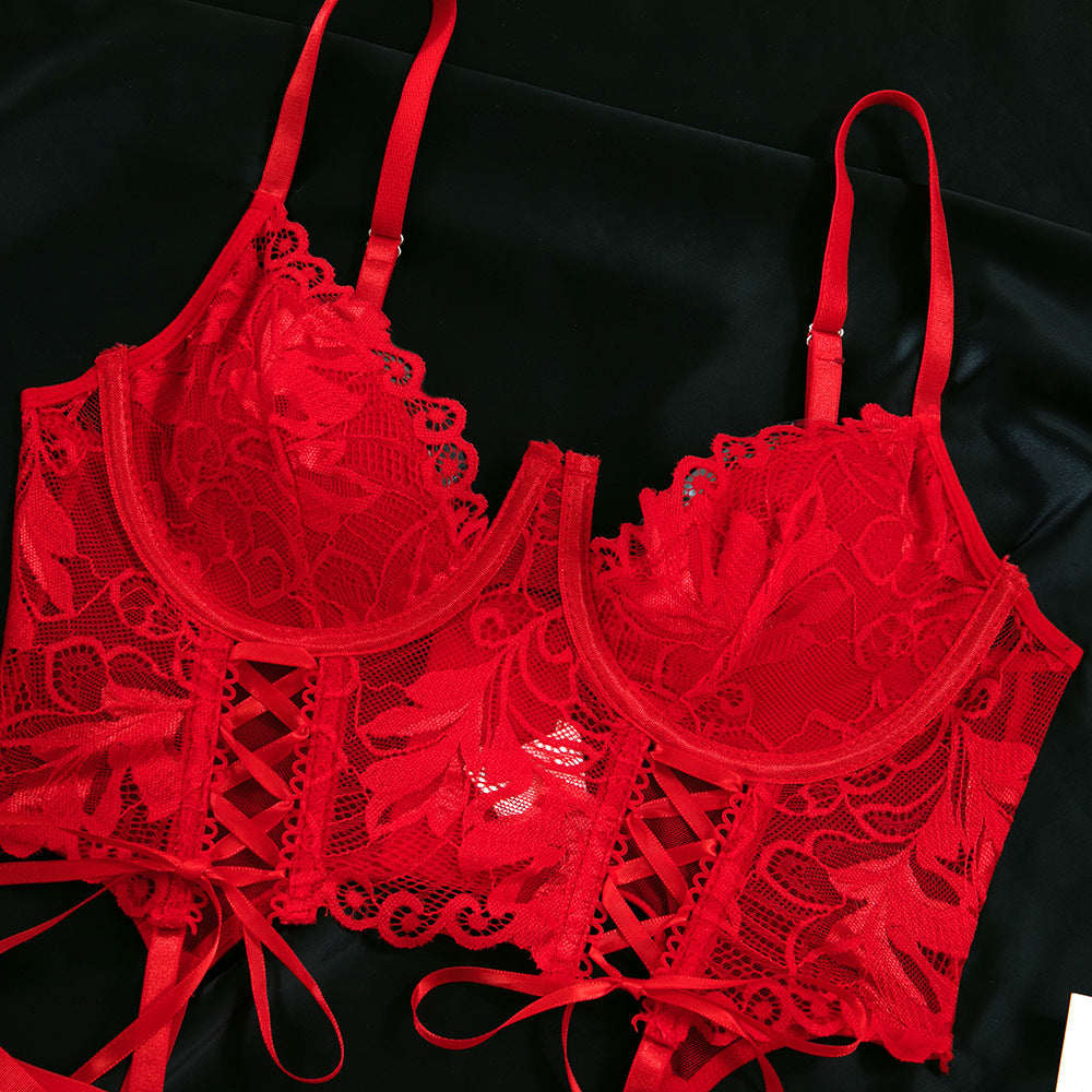 Red Lace Push-Up Lingerie Set - detail view 39