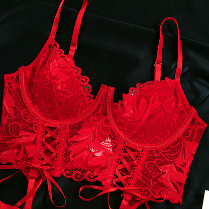 Red Lace Push-Up Lingerie Set - detail view 39
