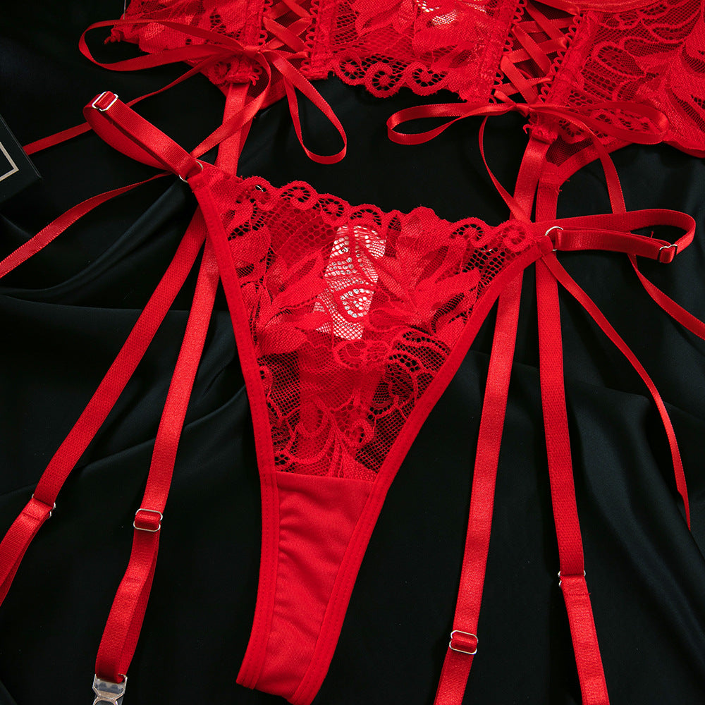 Red Lace Push-Up Lingerie Set - detail view 41
