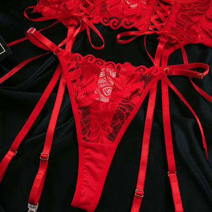 Red Lace Push-Up Lingerie Set - detail view 41