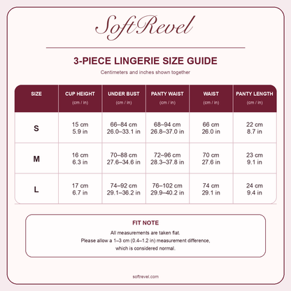 SoftRevel Size Guide — cm and in