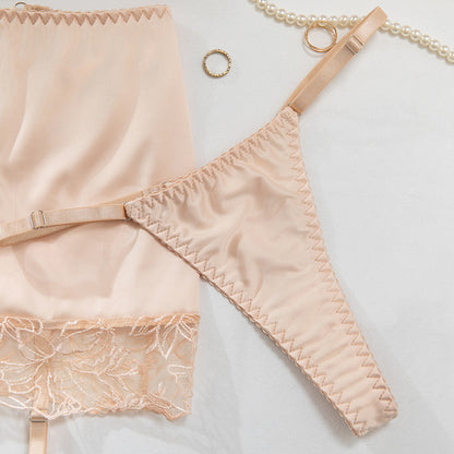 Sheer Mesh 3-Piece Set Garter Belt Lingerie - detail view 18