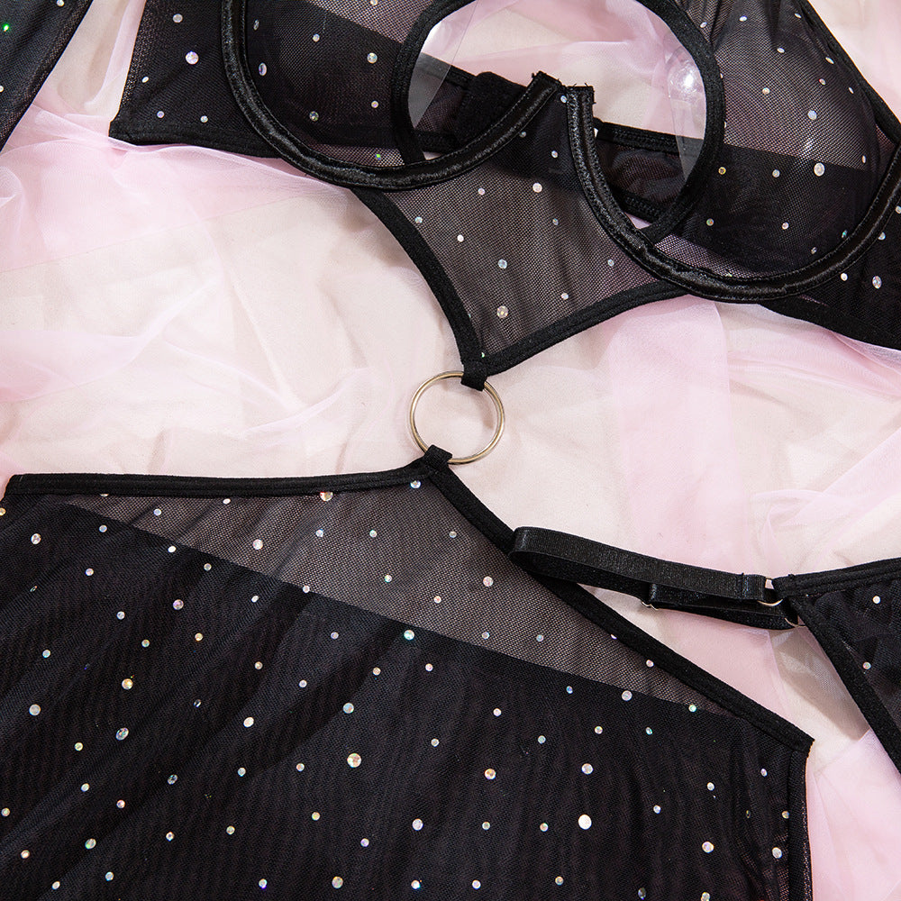 Sheer Mesh 3-Piece Set Push-Up Lingerie - detail view 16