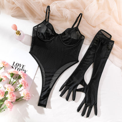 SoftRevel Sheer Mesh Bodysuit - flat lay