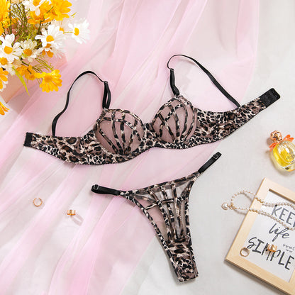 SoftRevel Sheer Mesh Bra Set Push-Up Lingerie - flat lay