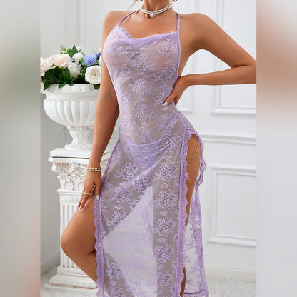 Sheer Mesh Chain High-Waist Babydoll Dress - detail view 17