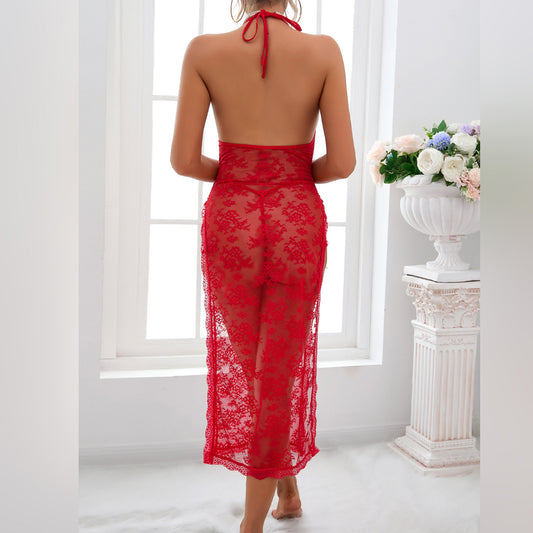 Sheer Mesh Chain High-Waist Babydoll Dress - detail view 26