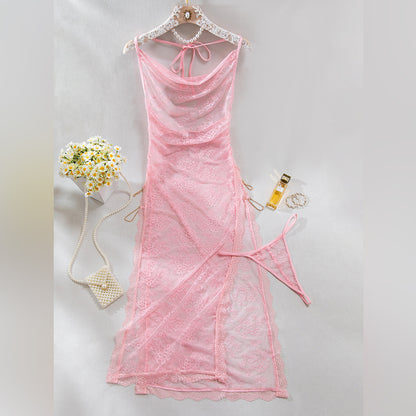 Sheer Mesh Chain High-Waist Babydoll Dress - detail view 30