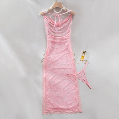 Sheer Mesh Chain High-Waist Babydoll Dress - detail view 31