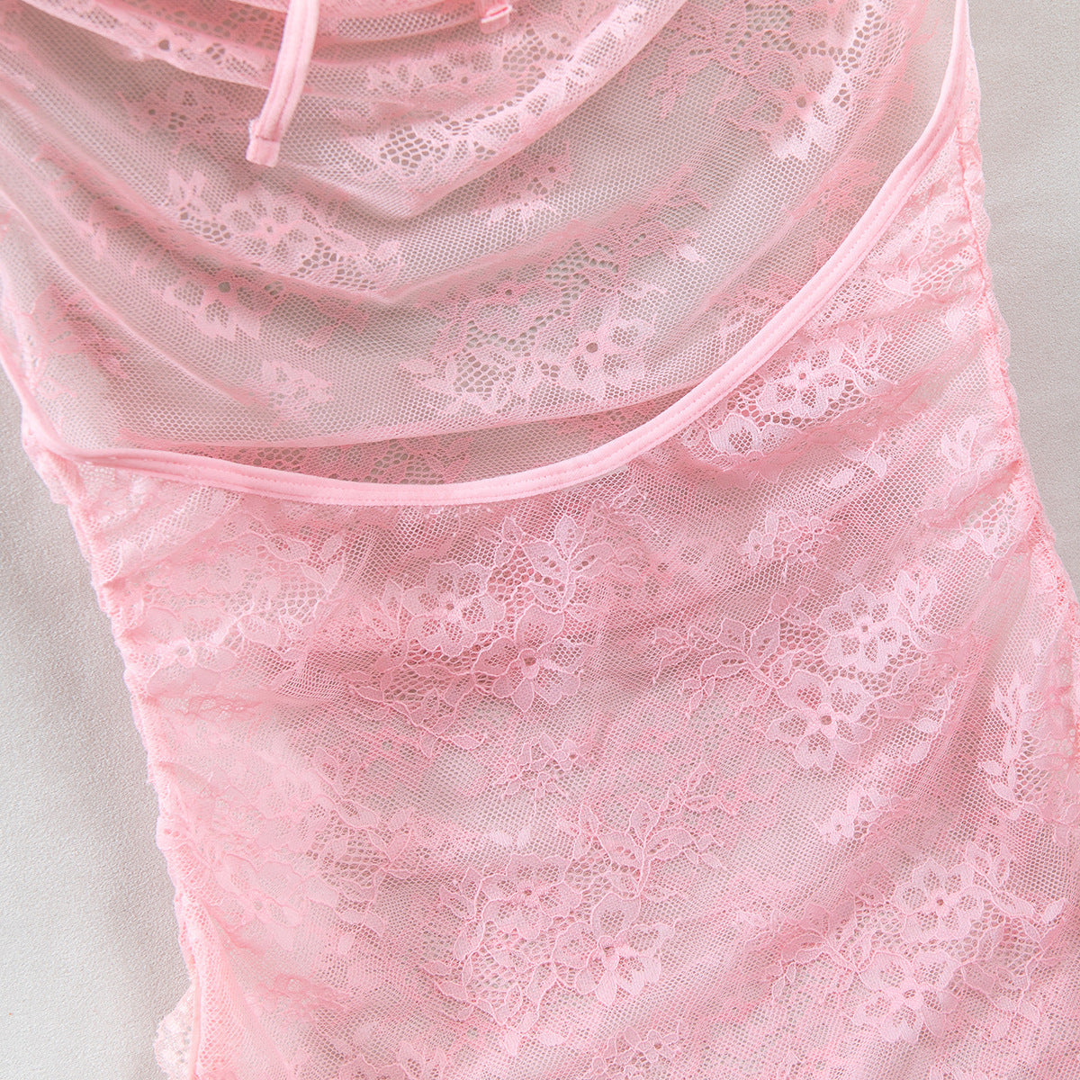 Sheer Mesh Chain High-Waist Babydoll Dress - detail view 33