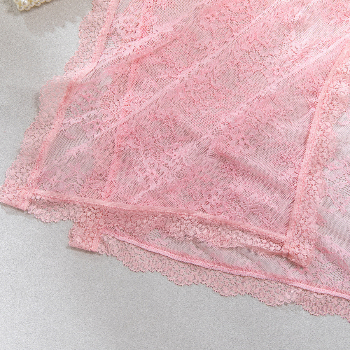 Sheer Mesh Chain High-Waist Babydoll Dress - detail view 35