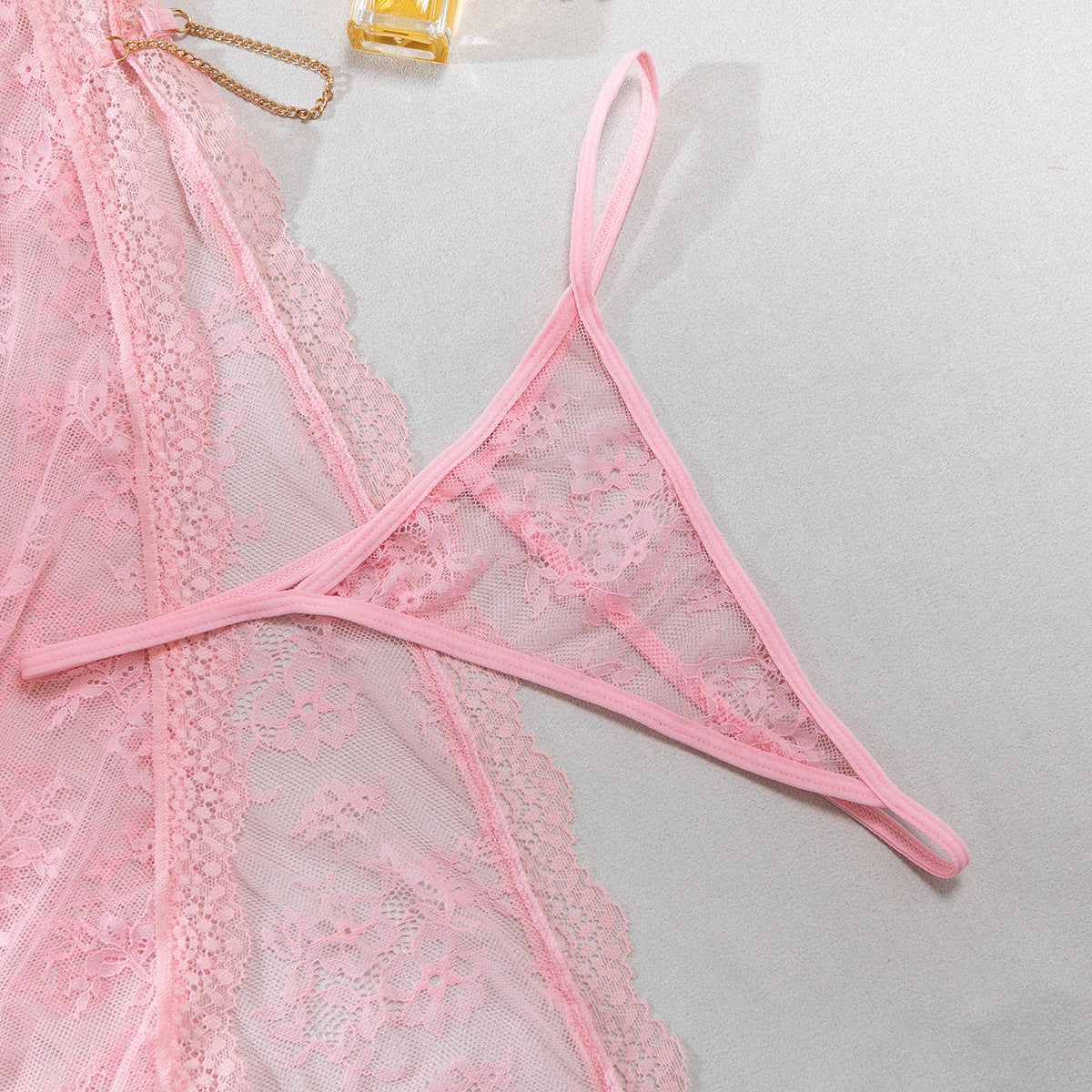 Sheer Mesh Chain High-Waist Babydoll Dress - detail view 36