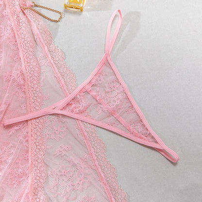 Sheer Mesh Chain High-Waist Babydoll Dress - detail view 36