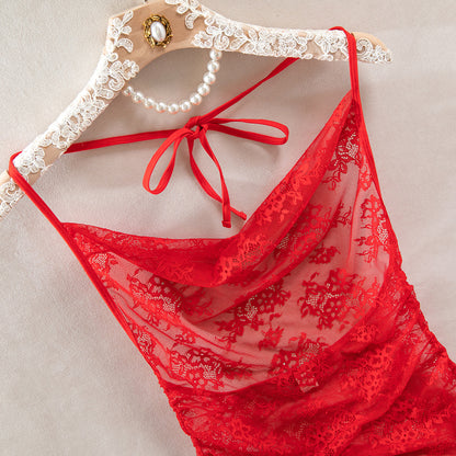 Sheer Mesh Chain High-Waist Babydoll Dress - detail view 42
