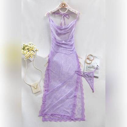 Sheer Mesh Chain High-Waist Babydoll Dress - detail view 50