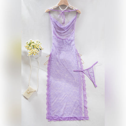 Sheer Mesh Chain High-Waist Babydoll Dress - detail view 51