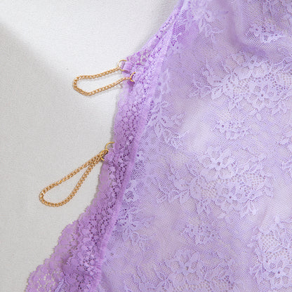Sheer Mesh Chain High-Waist Babydoll Dress - detail view 54