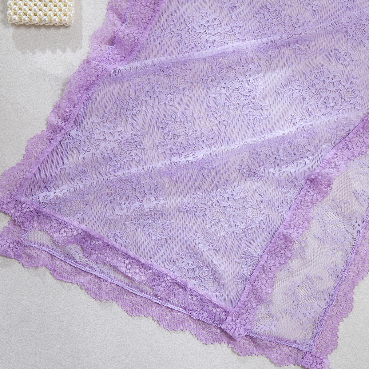 Sheer Mesh Chain High-Waist Babydoll Dress - detail view 55