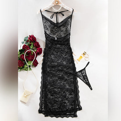 Sheer Mesh Chain High-Waist Babydoll Dress - detail view 60