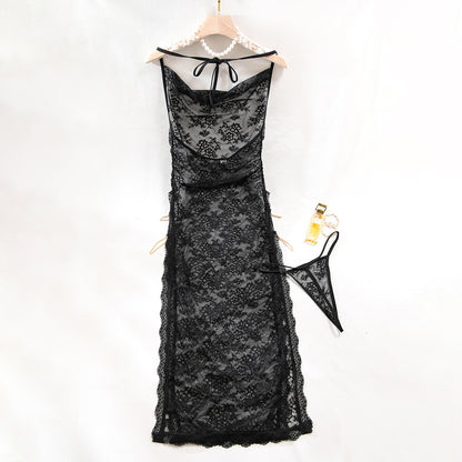Sheer Mesh Chain High-Waist Babydoll Dress - detail view 61
