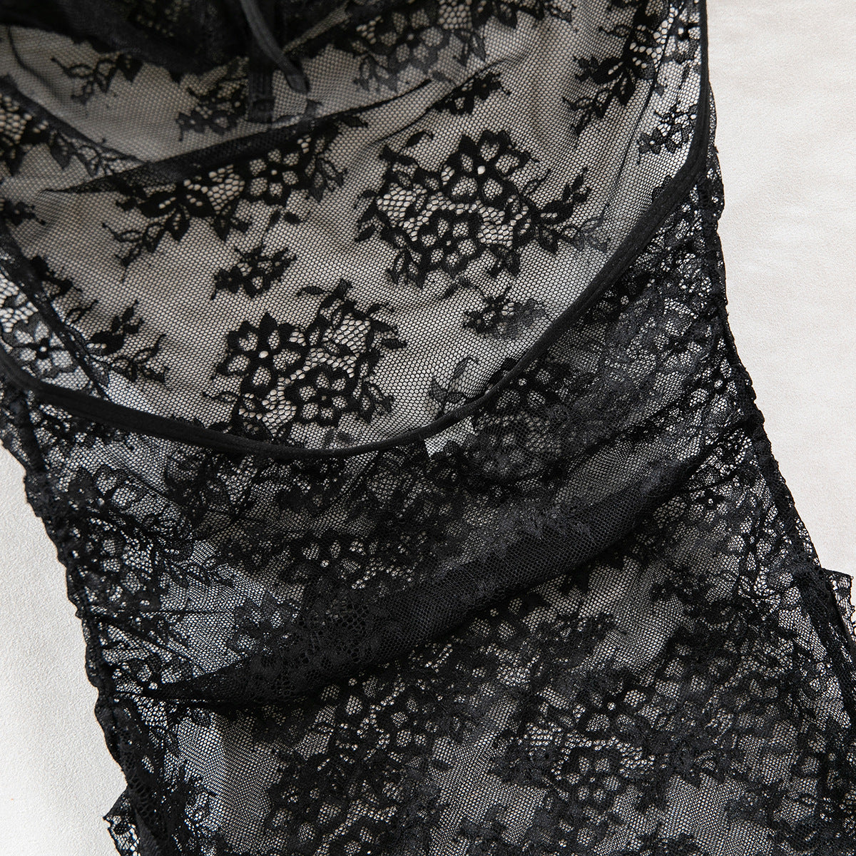 Sheer Mesh Chain High-Waist Babydoll Dress - detail view 63
