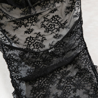 Sheer Mesh Chain High-Waist Babydoll Dress - detail view 63