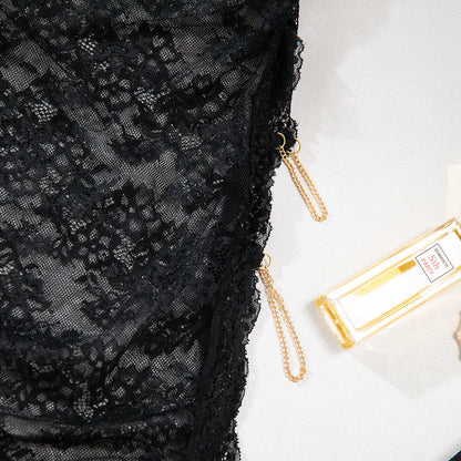 Sheer Mesh Chain High-Waist Babydoll Dress - detail view 64
