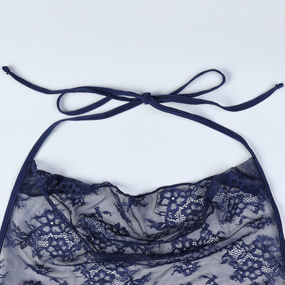 Sheer Mesh Chain High-Waist Babydoll Dress - detail view 71