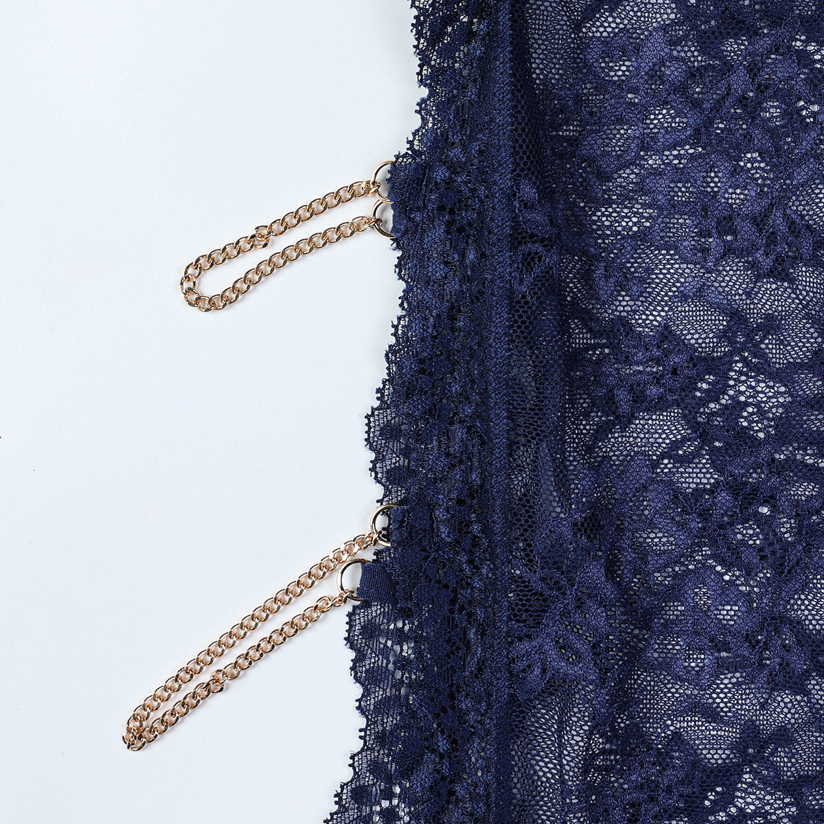 Sheer Mesh Chain High-Waist Babydoll Dress - detail view 73