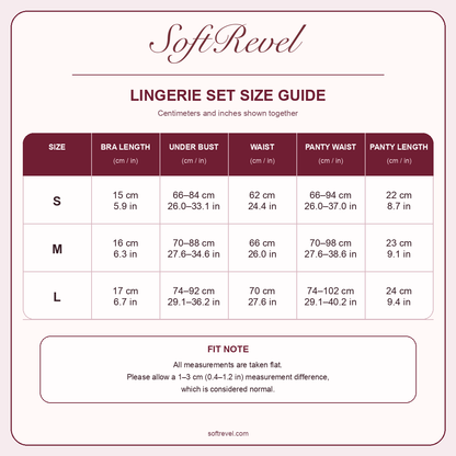 SoftRevel Size Guide — cm and in