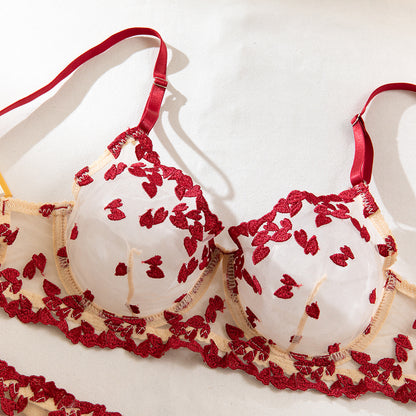 Sheer Mesh Push-Up Embroidered Lingerie Set - detail view 13