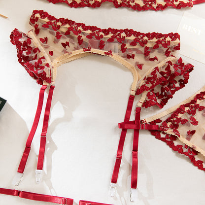 Sheer Mesh Push-Up Embroidered Lingerie Set - detail view 16