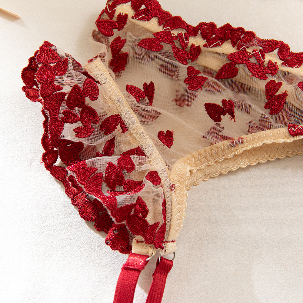Sheer Mesh Push-Up Embroidered Lingerie Set - detail view 17