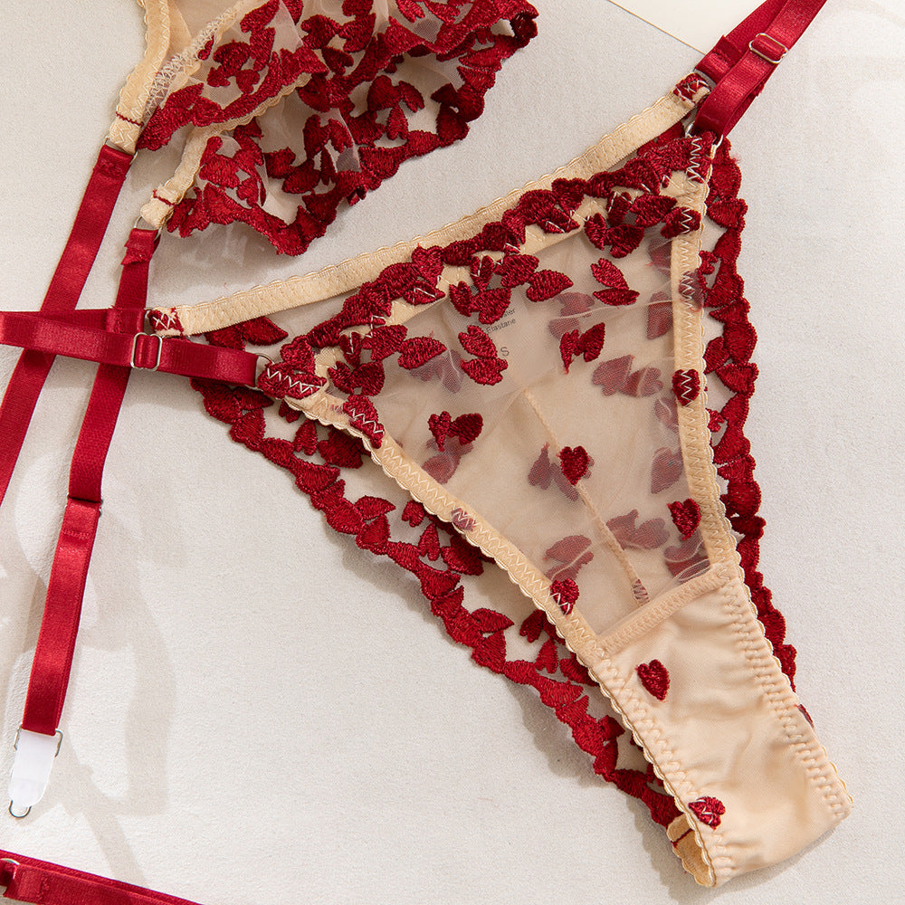 Sheer Mesh Push-Up Embroidered Lingerie Set - detail view 19
